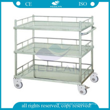 AG-SS022B stainless steel material treatment medical clinical trolley three shelves